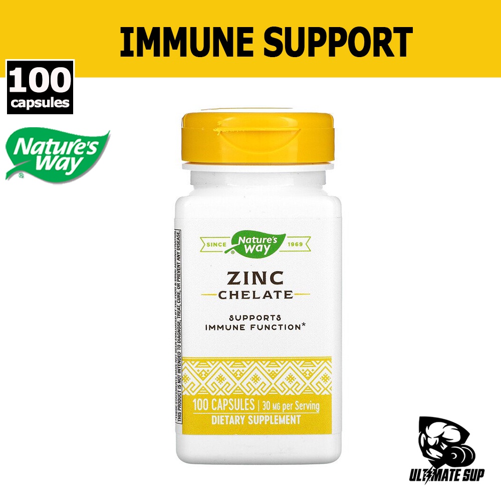 Nature's Way, Zinc Chelate, Supports Immune Function, 30 mg, 100 Capsules Shopee Singapore