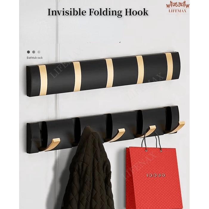 [SG Seller]Creative invisible folding hook. Bathroom kitchen row hook