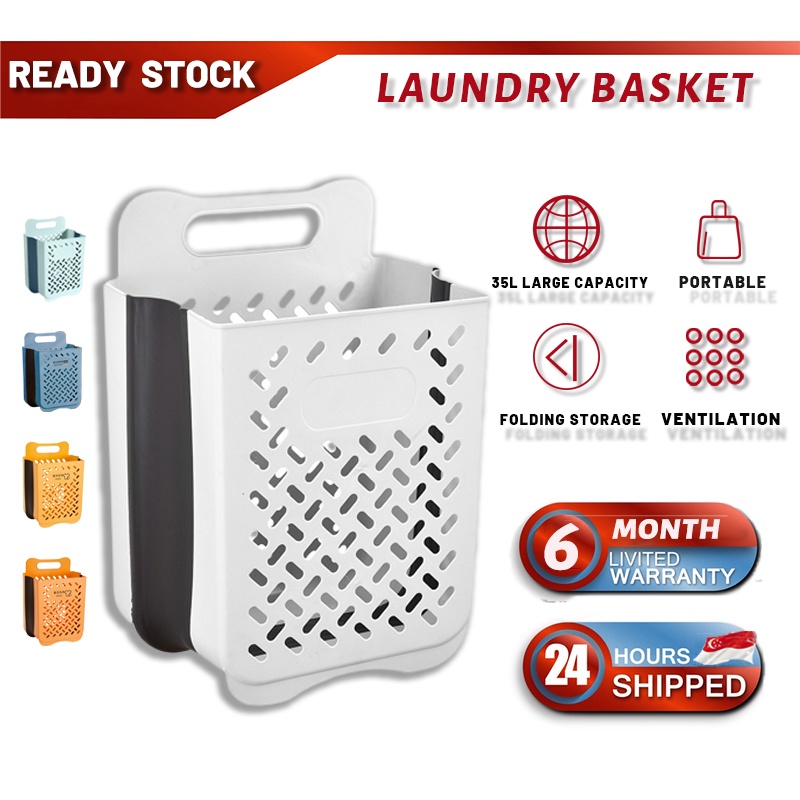 Foldable Laundry Hamper WallMounted with Handle Hanging Collapsible