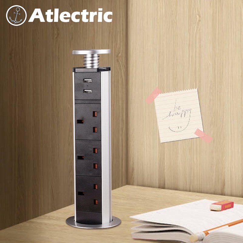 13A Power Socket With USB PULL Pop Up Retractable Socket Hidden Desktop