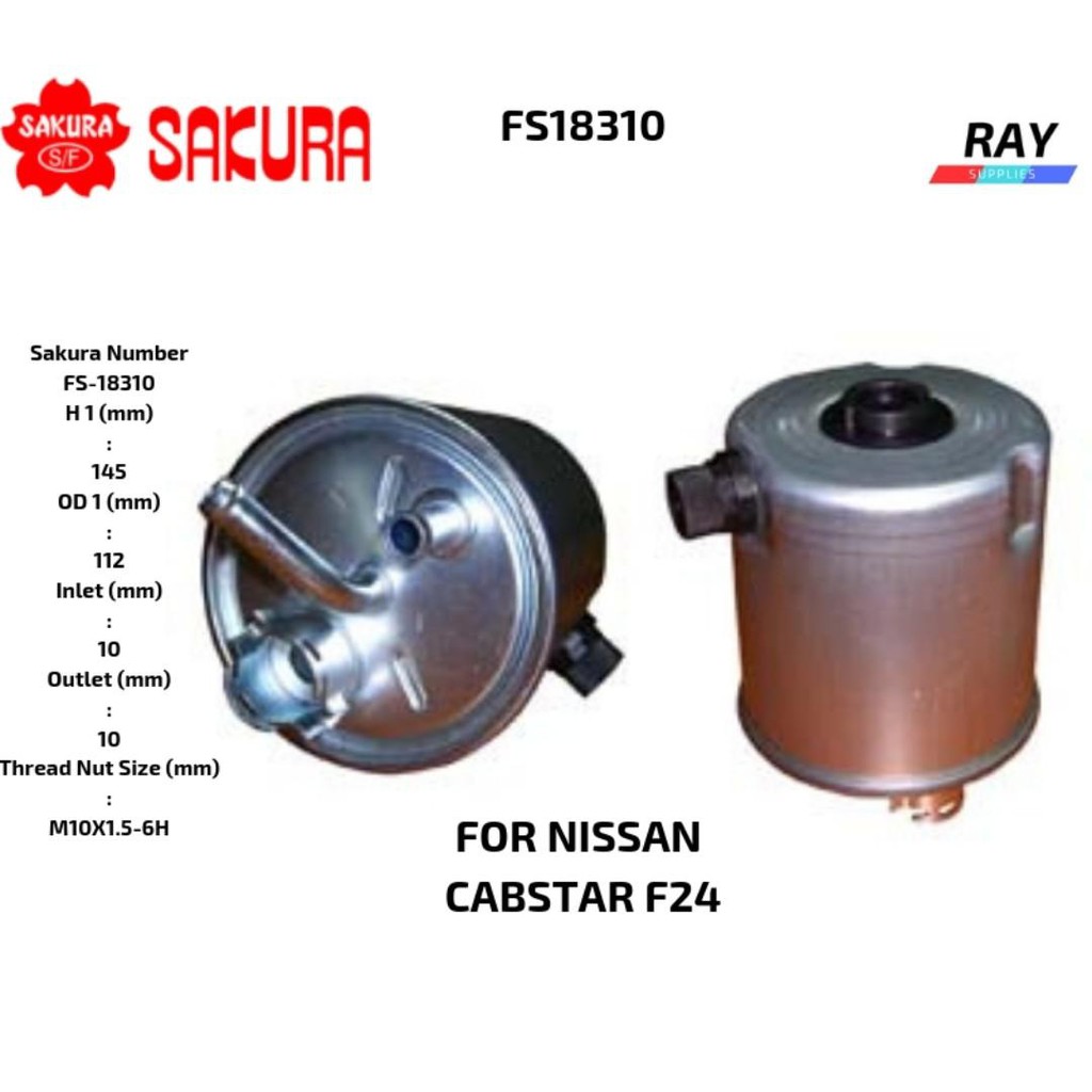 SAKURA DIESEL FUEL FILTER FOR NISSAN CABSTAR F24 FS18310 16400-ES60C