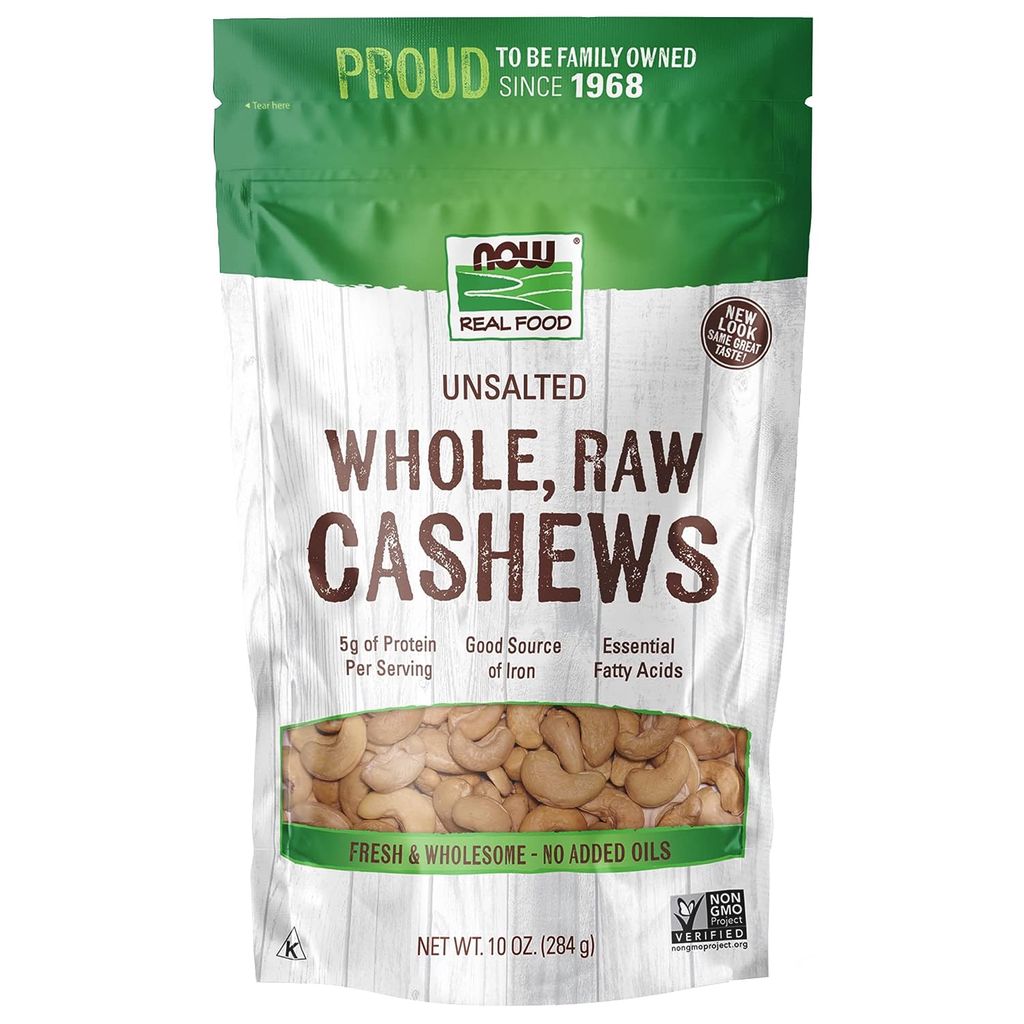 NOW Foods Whole Cashews Raw and Unsalted Iron and Essential Fatty Acids