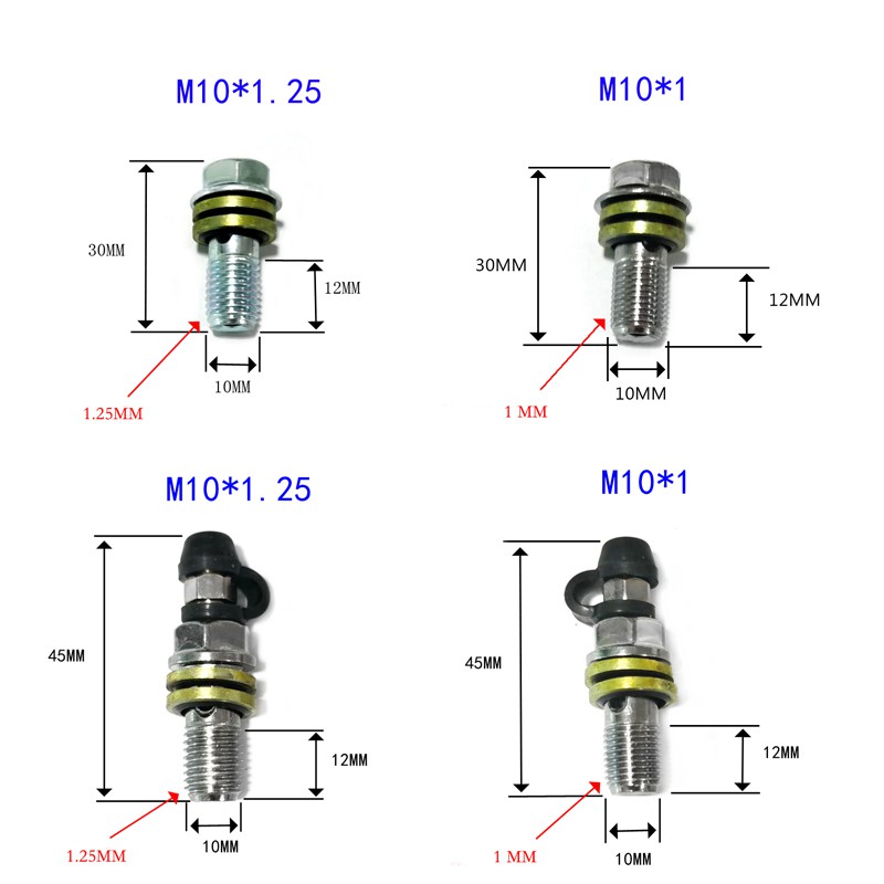 M10*1.25 / M10*1 Brake Master Cylinder exhaust Oil Hose Screw Bolt