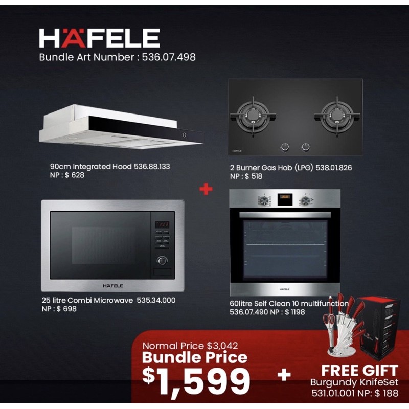 HAFELE Package Hob + Hood + Oven Shopee Singapore
