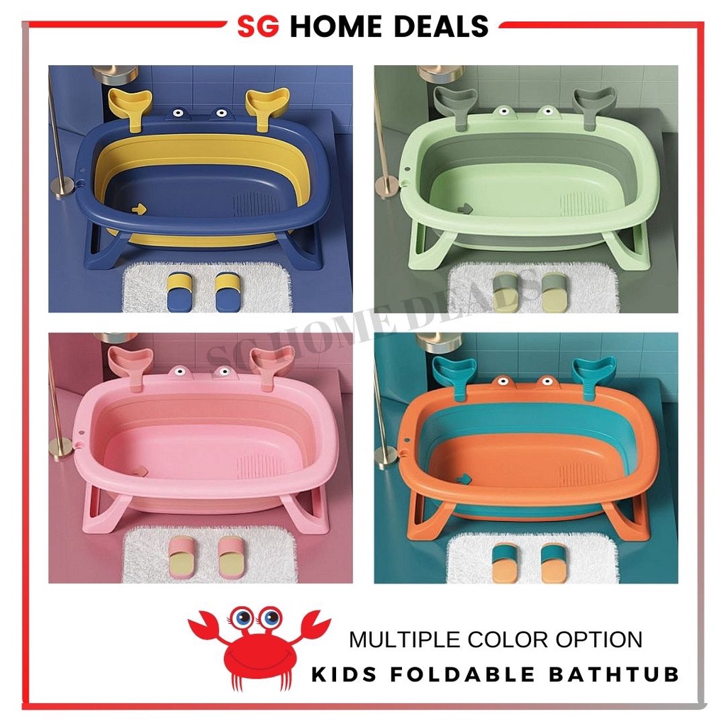 [SG STOCKS] Foldable Kids Bathtub / Crab Design Baby Bath Tub Shopee