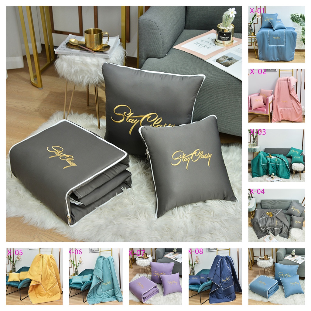 Spot High quality silk pillow 2 in 1 Cushion Napping Blanket Soft
