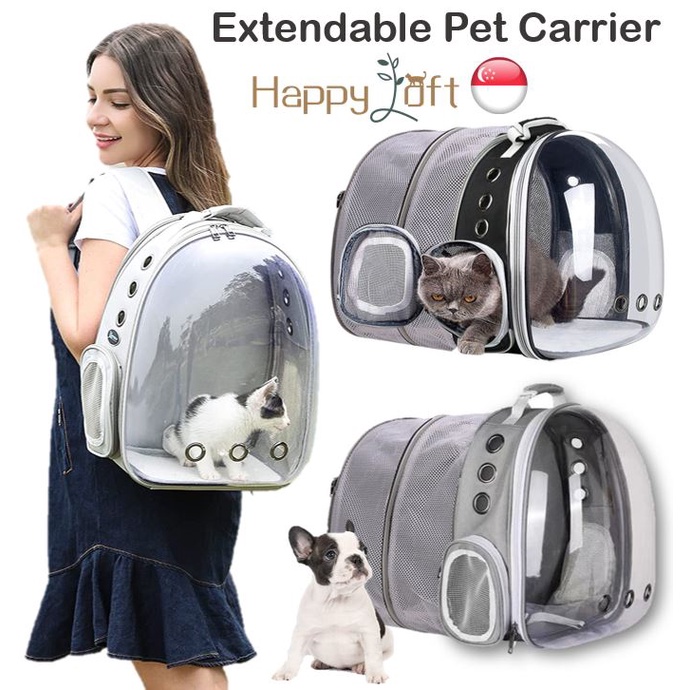 [SG SELLER] Pet Carrier Pet Extendable Backpack Cat Dog Portable Travel