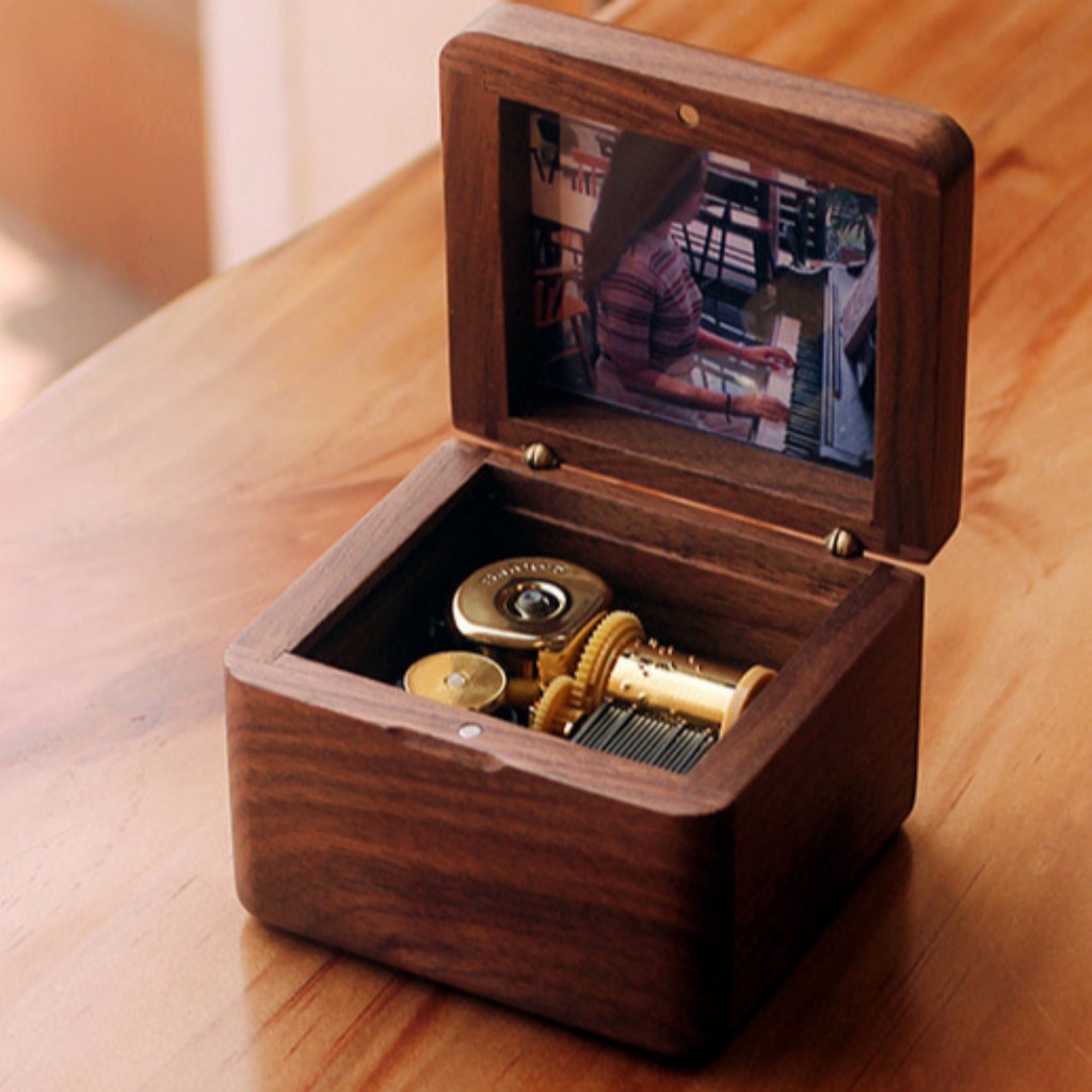 [Walnut Music Box] Your Own Music Box with Photos Custom, Goods Music