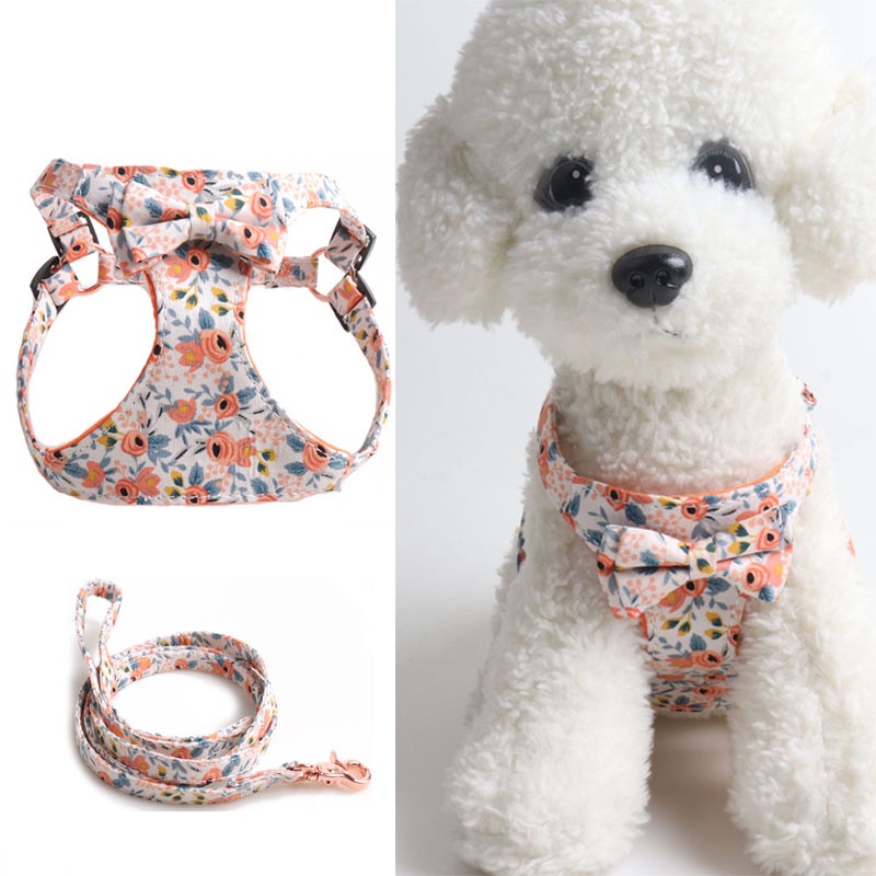 Dog harness Adjustable Small and mediumsized dog pet Puppy leash bow