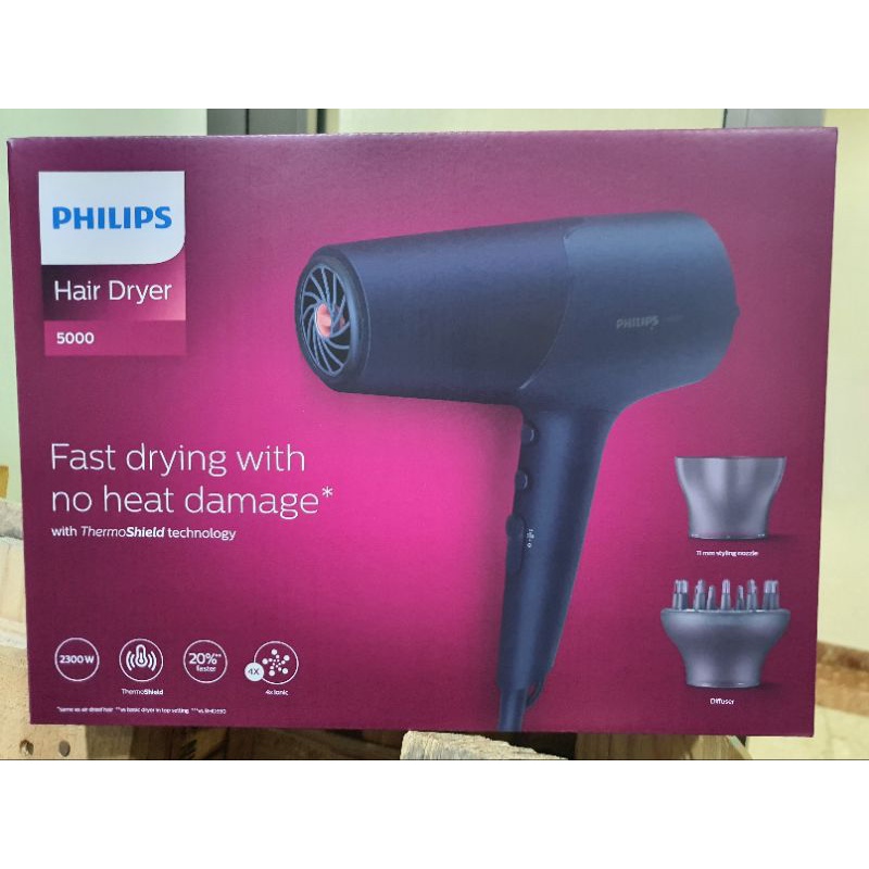 Philips Hair Dryer, Fast Drying with no heat damage with THERMOSHIELD