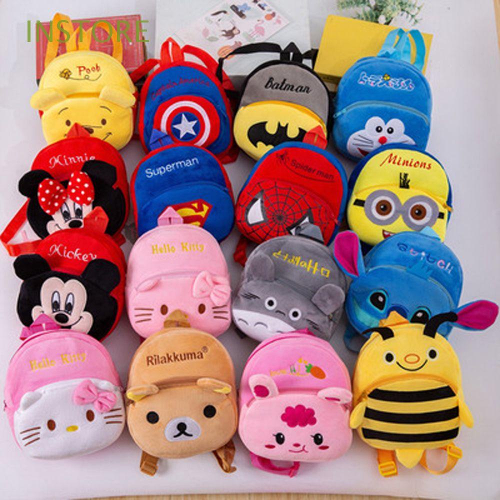 INSTORE Student Bags Plush Backpack Baby School Bag Spiderman Kids