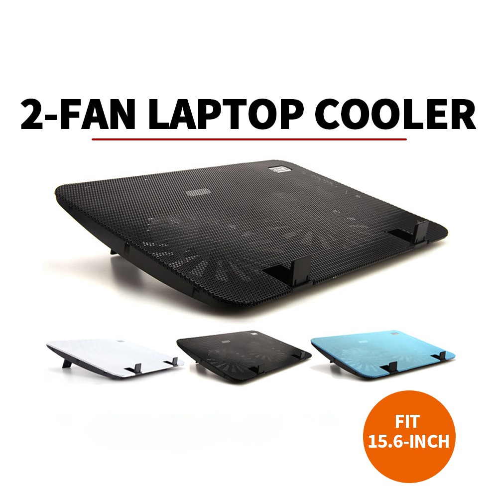【SG】2Fan Laptop Cooler Cooling Pad Stand fit up to 15.6 inch Notebook