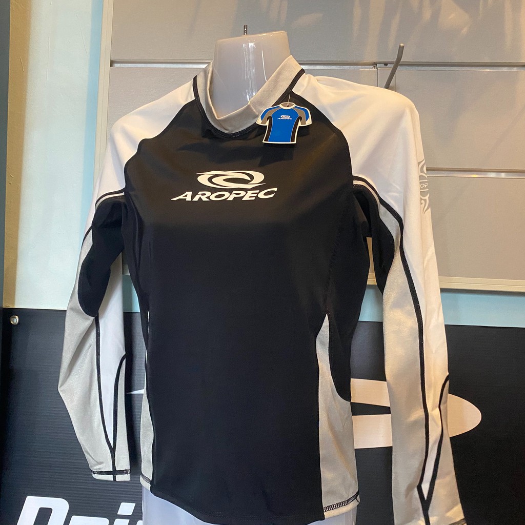 Aropec Unisex Long Sleeve Rashguard (Black & White) Shopee Singapore