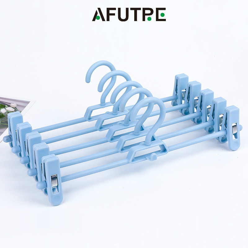Afutre10PCS Pants Hanger Skirt Hangers with Clips Stackable Hanger with