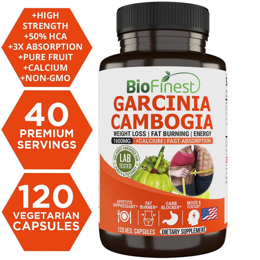 Biofinest Garcinia Cambogia 1600mg Fast Acting Weight Loss Pills Carb Blocker Fat Burner