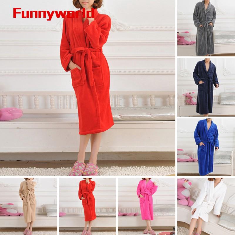Adult Womens Mens Flannel Long Sleeve Nightgown Dressing Bath Gown Warm Bathrobe Shopee Singapore