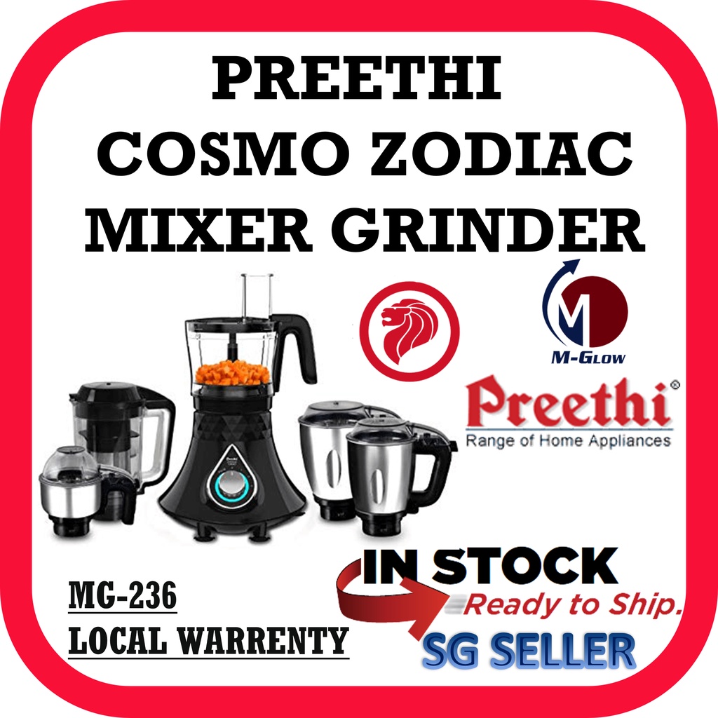 (SG Seller) Original Preethi Zodiac Cosmo MG 236 Mixer Grinder 750