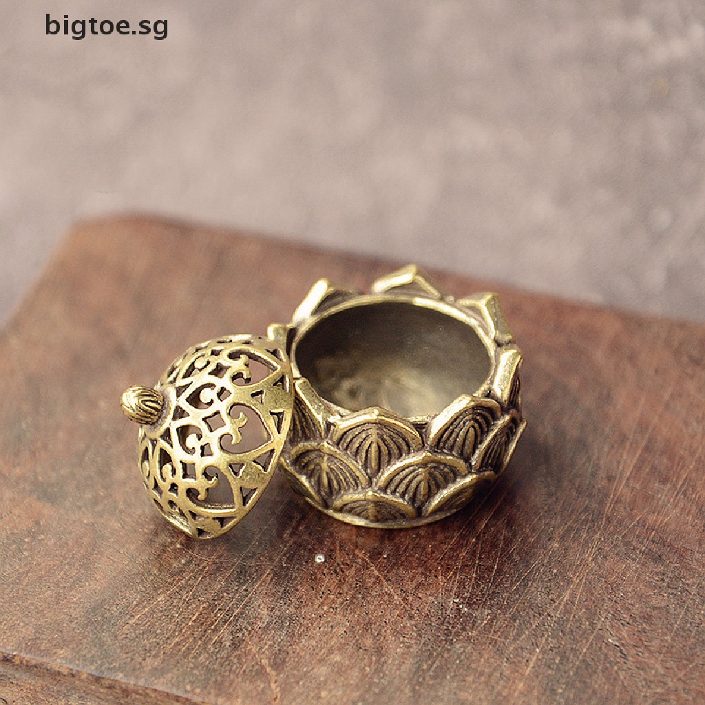 [bigtoe] Brass Pocket Lotus Jiuding Incense Burner Hollow Incense Mini