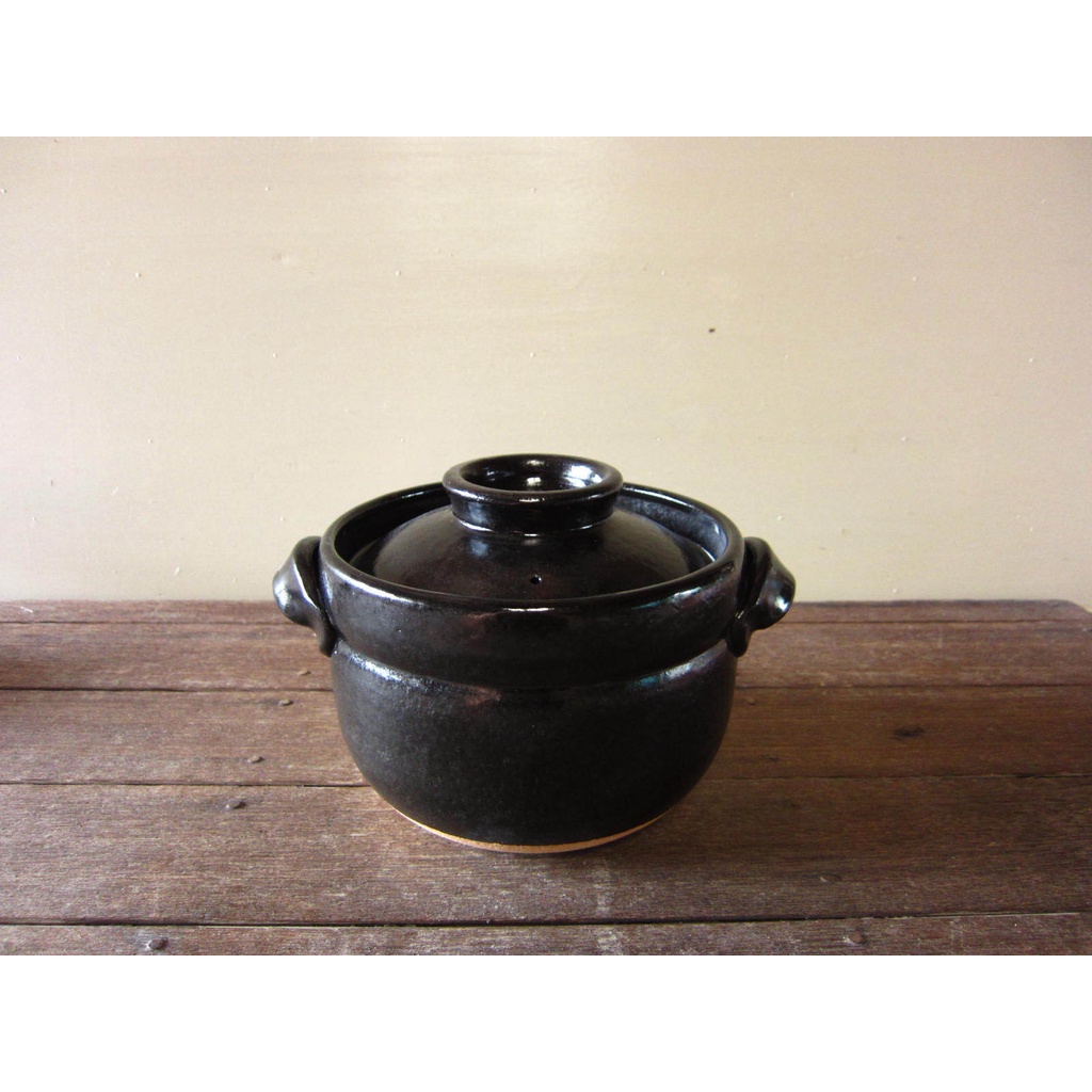 Shigaraki yaki Rice Cooker 20cm 2500ml 15Go Donabe Clay Pot Ware Black