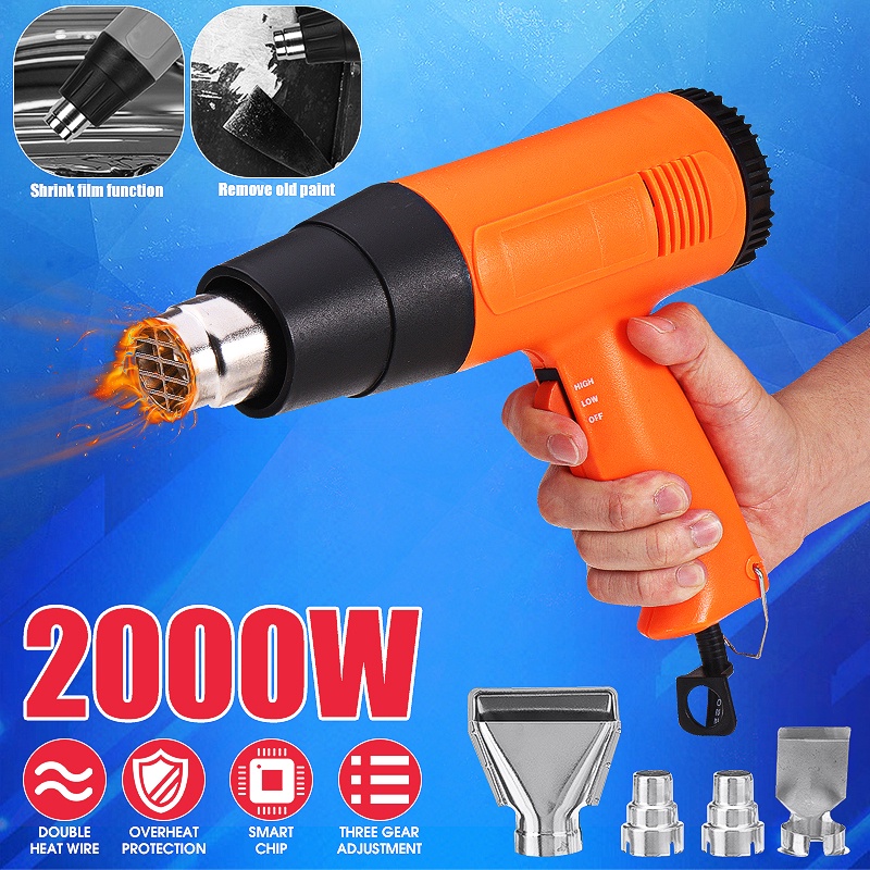 2000W 220V Heat Gun Electric Heating Gun Hot Air Industrial Tool Dual