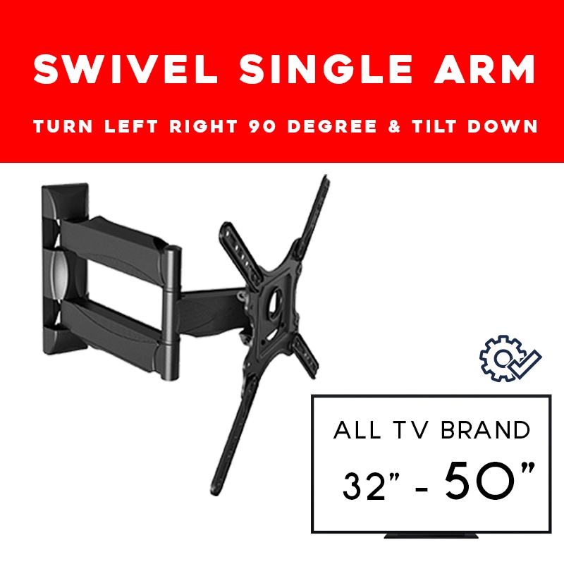 TURNABLE LEFT RIGHT TV BRACKET SWIVEL TYPE BRACKET SINGLE ARM WALL