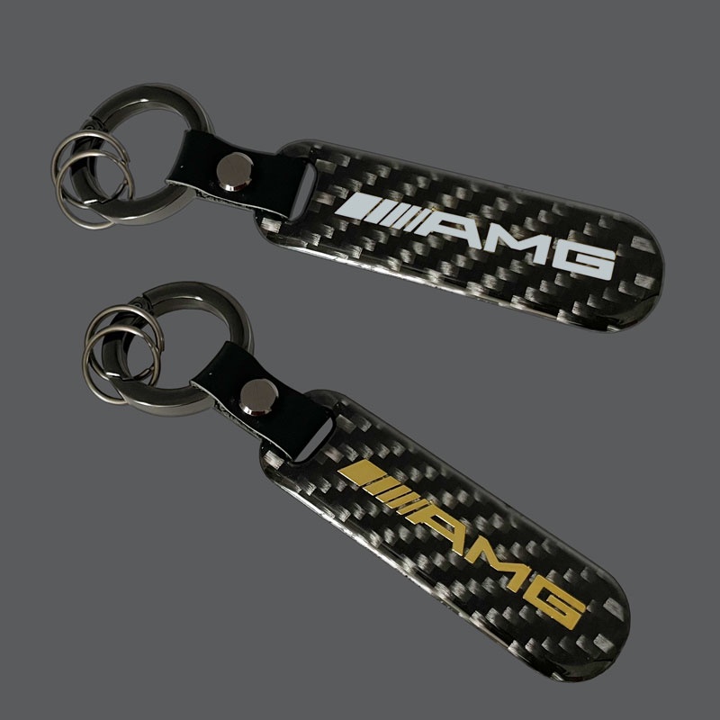 Carbon Fiber Key Chain Car Emblem Pendant Key Ring For Mercedes Benz A