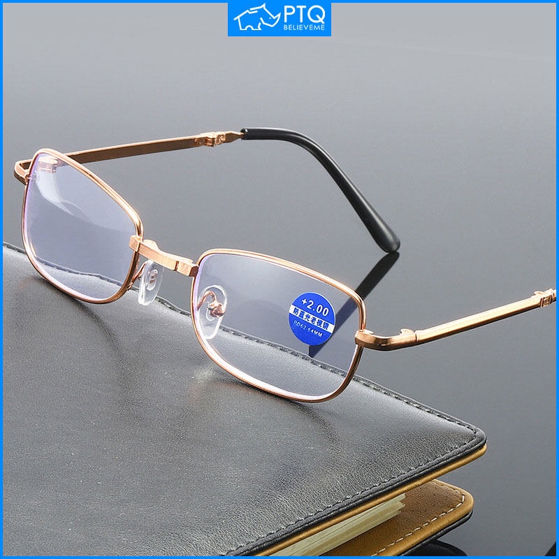 PTQ Folding Reading Glasses Bifocal Anti Blue Light Eyeglasses Multifunction Far and Near Dual