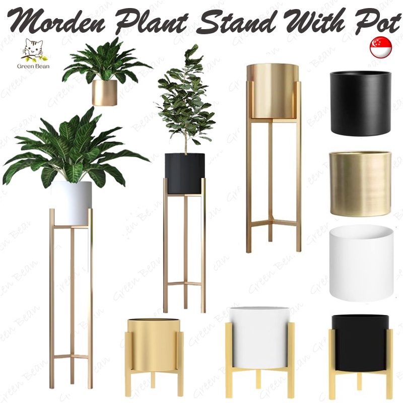 [SG STOCK] Metal Plant Pot Plant stand Plant Full Golden Pot Stand Flower vase Gold Pot Stand
