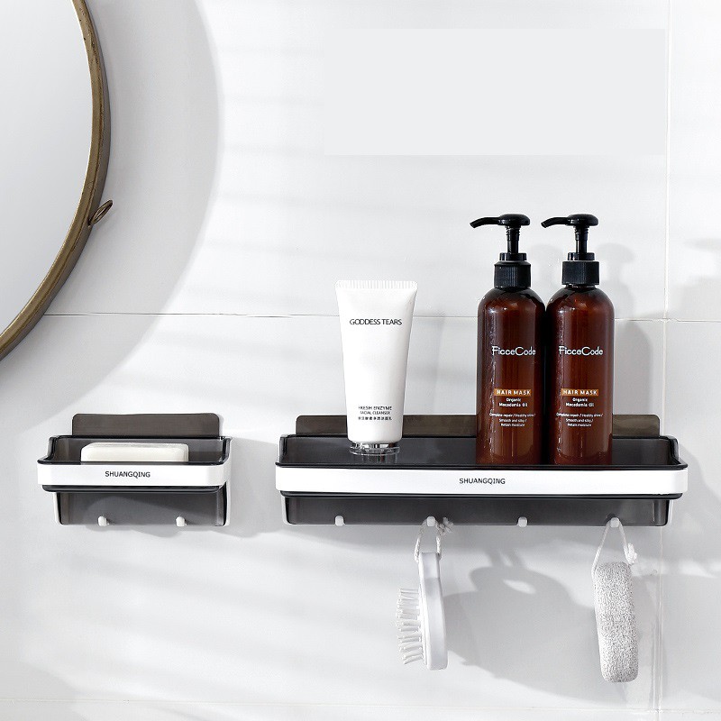 Wall Mounted Bathroom Shower Shampoo holder Storage Rack Soap Box Tray