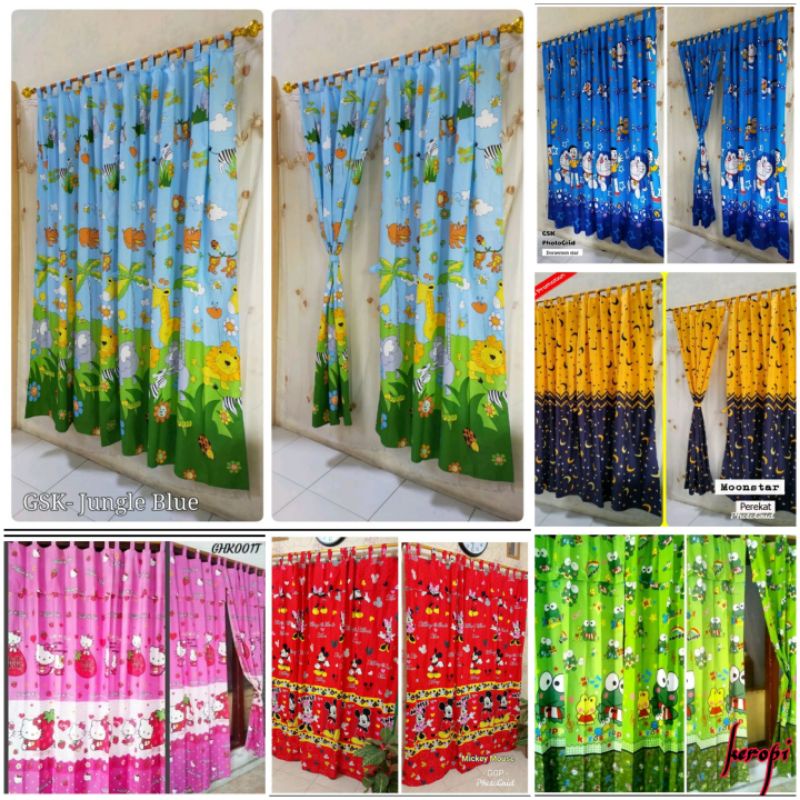 Window Character Curtains/ DORAEMON Character Window Curtains HELLO