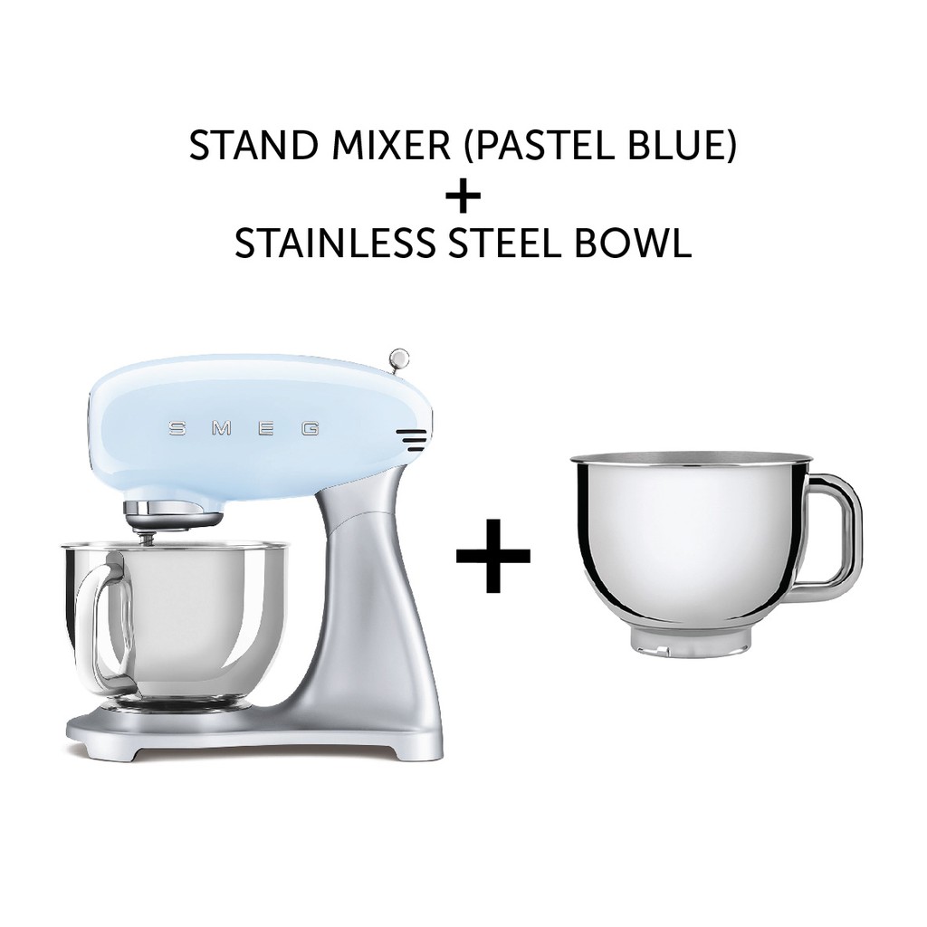 Smeg 800W 50's Retro Style Aesthetic Stand Mixer SMF02 with Stainless