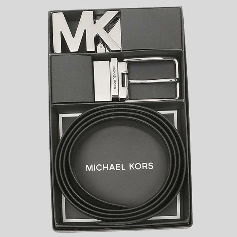 Michael Kors Mens 4in1 Signature Canvas Belt Gift Set Box Black