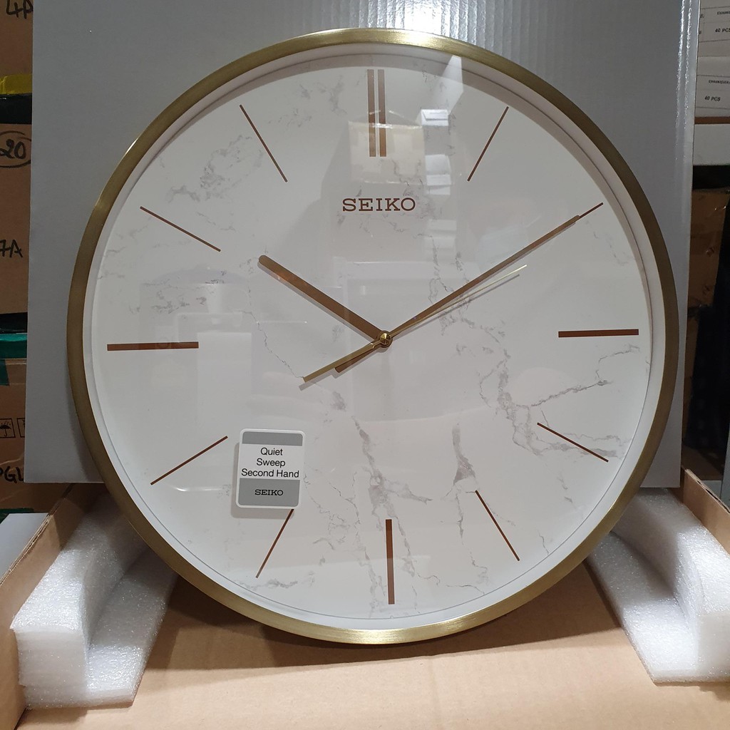 Seiko QXA760GN Fashion Modern Marble Pattern Dial Gold Aluminium Case