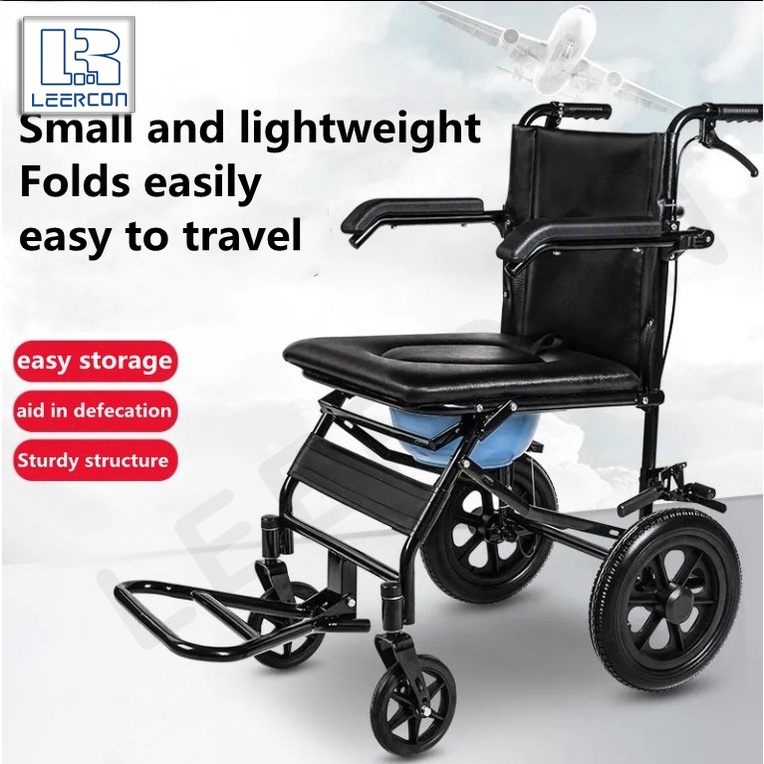 LEERCON Wheelchair Multifunctional Lightweight Foldable Pushchair Self
