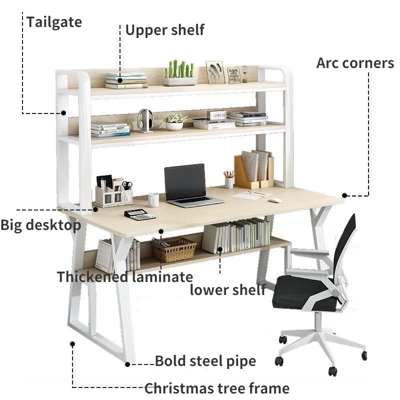 Aiskk.SG Study Table With Shelves Kids Coffee Table Computer Table Gaming Table Work Desk Study