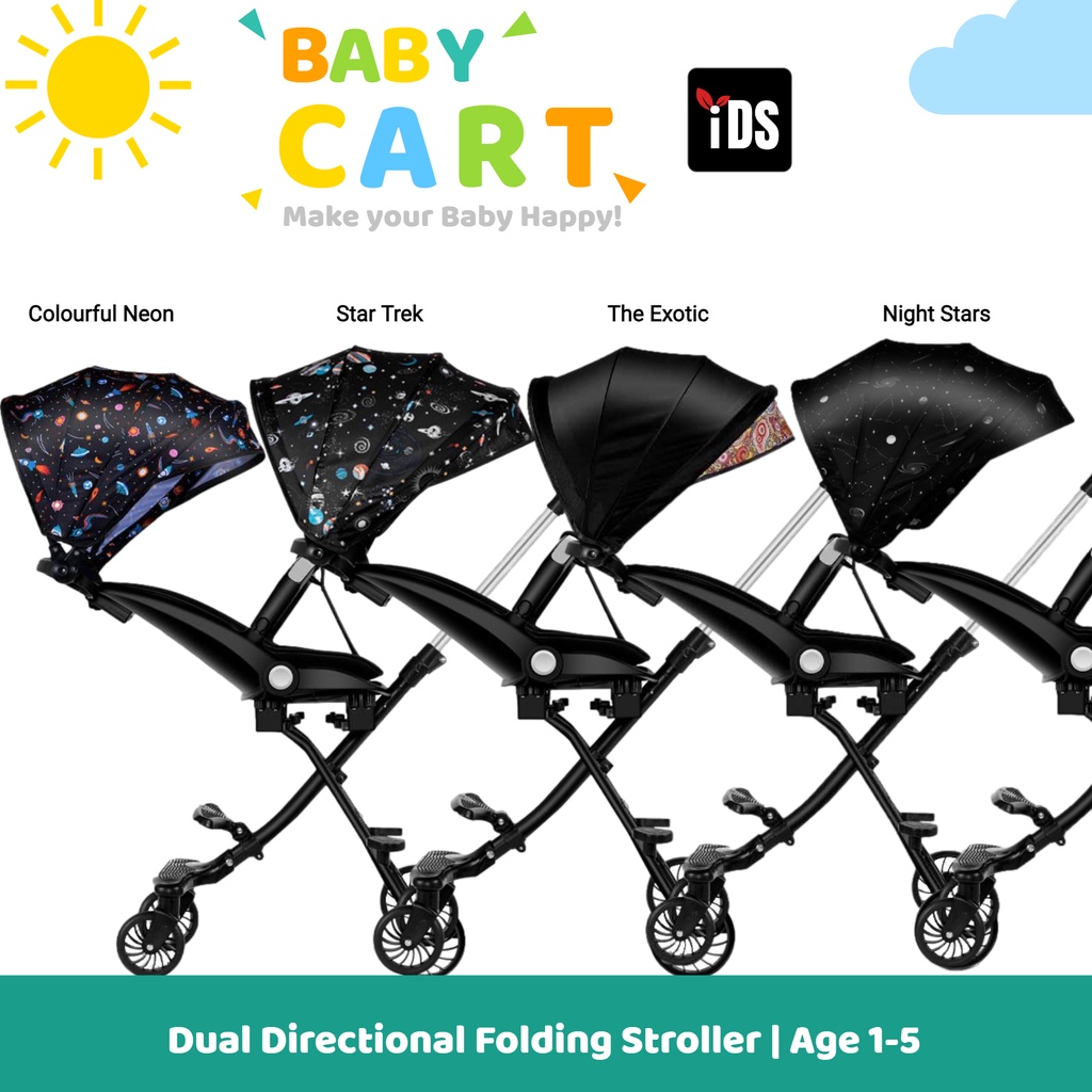 [iDS] Reclining Baby Stroller Dual Facing Pram Rider Lightweight Infant
