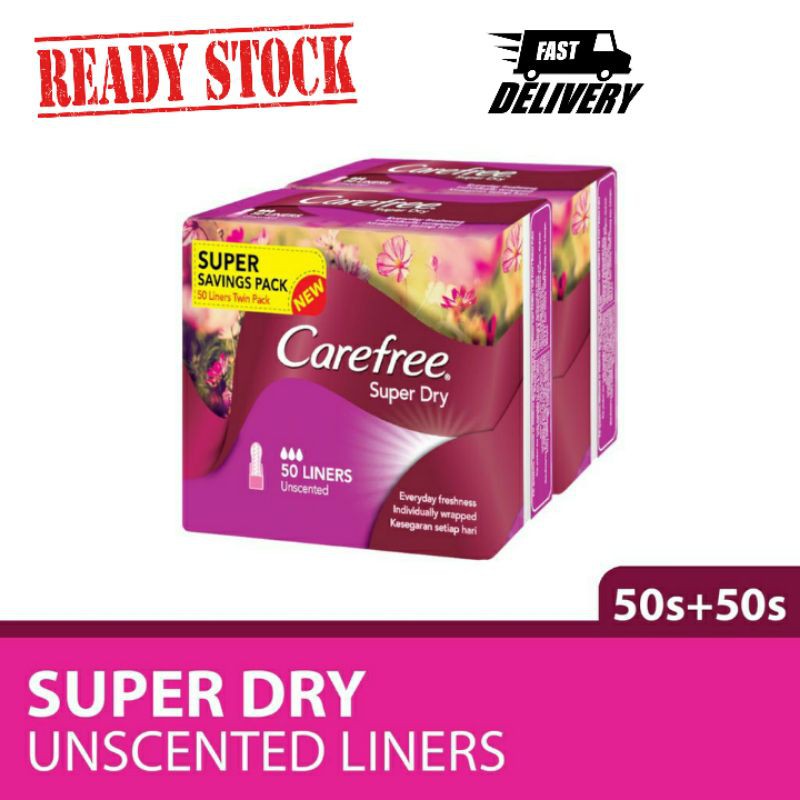 Carefree Super Dry Unscented (50's + 50's) Shopee Singapore