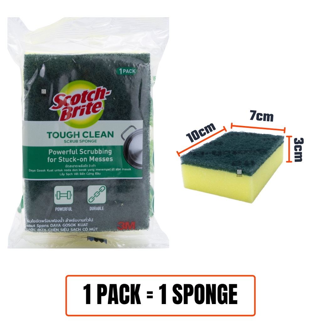 3M ScotchBrite Sponge AntiBacterial Non Scratch Washing Sponge Dish
