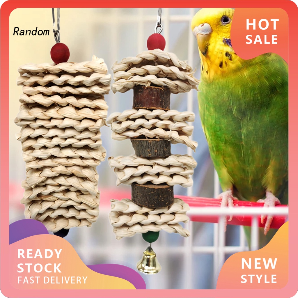 RAN Natural Pet Bird Toy Parrot Bites Grass Skewer Cages Toys