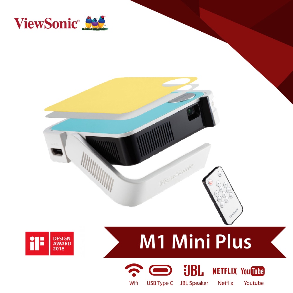 ViewSonic M1 mini plus Smart LED Pocket Cinema Projector with JBL