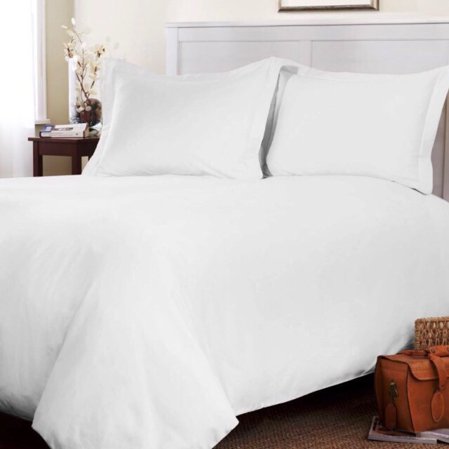 Hotel Quality Bedding Set Plain White Combed Cotton 1000 Thread