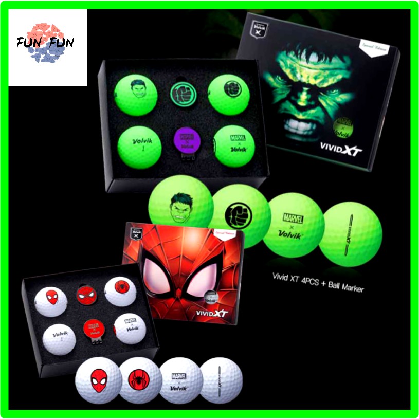 Volvik Marvel Hulk, SpiderMan 4ball marble golf ball Shopee Singapore