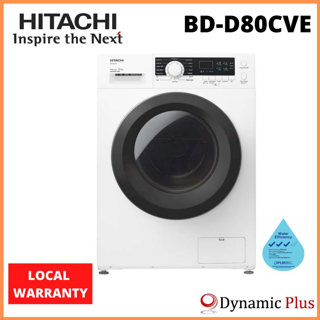 Hitachi BDD80CVE Inverter Front Load Washer cum Dryer 8/6kg Shopee