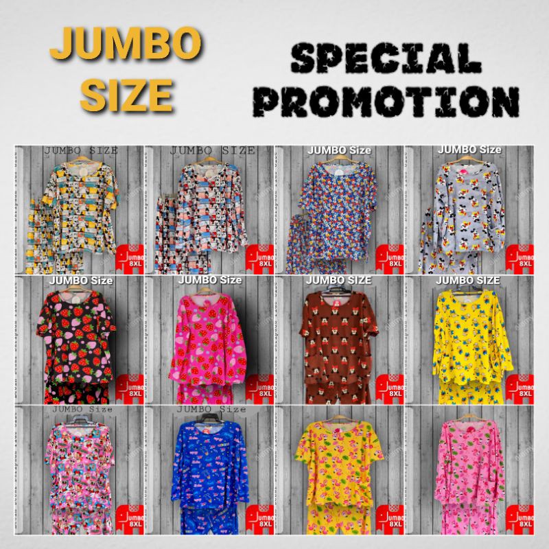 (8XL Jumbo) PAJAMAS JUMBO 8XL BAJU TIDUR PLUS SIZE WANITA PYJAMAS