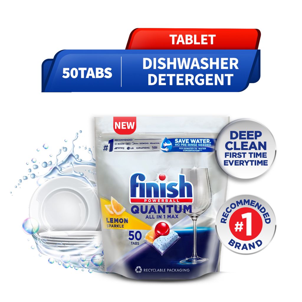 Finish Dishwasher Detergent Tablet All In One Quantum 50 tabs Shopee Singapore