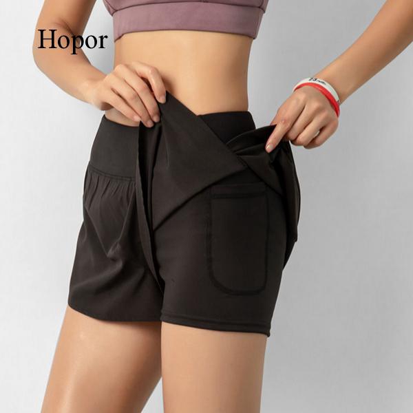 Hopor 2 in 1 Women Running Shorts with Phone Pockets for Gym Workout
