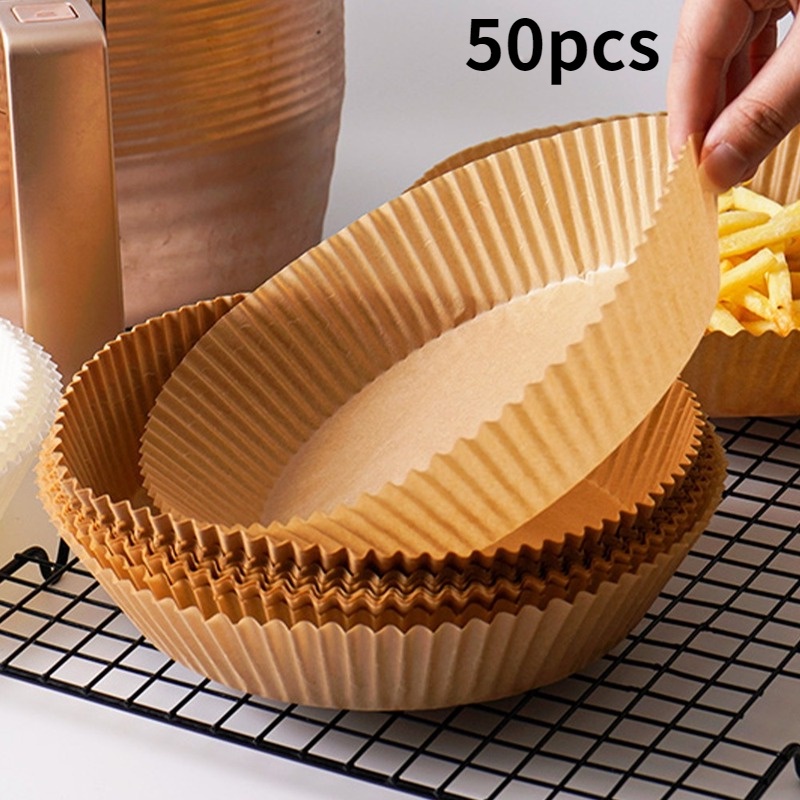 50pcs 20cm Air Fryer Disposable Baking Papers NonStick Steamer Round