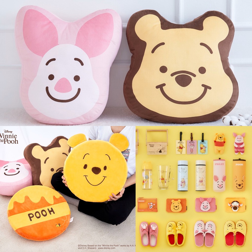 DAISO KOREA X Disney Winnie the Pooh Stuffed Face Cushion & Sponge