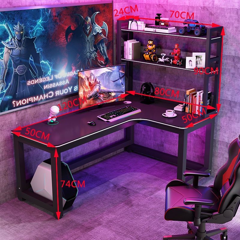 FREE SHIPPING LShaped Study Table Corner Computer Table With Bookshelf