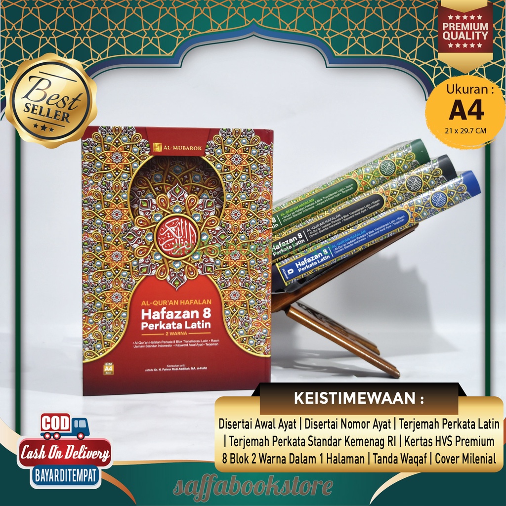 The Newest Al Quran Hafazan 8 Blocks A4 Size 21x30cm Transliteration